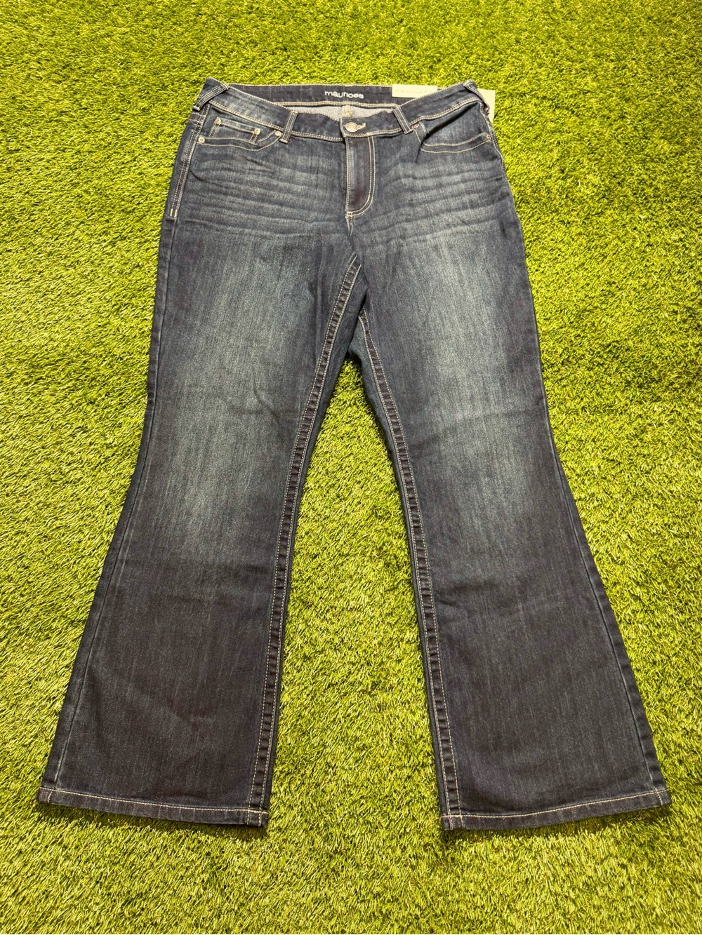 maurices Denim Flex Bootcut Jeans Mid Rise Stretch Women’s 14W Navy Blue - Picture 2 of 14